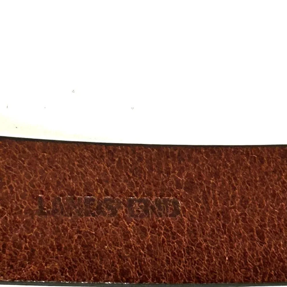 Men's Lands' End Leather Belt Size 40 Brown Brass Buckle Classic Traditional